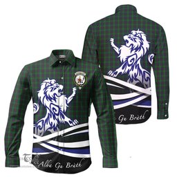 ScotsTee Shop Scottish Elphinstone Clan Crest Tartan Alba Gu Brath Regal Lion Emblem Long Sleeve Shirt