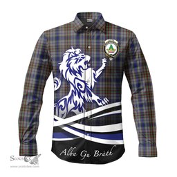 ScotsTee Shop Scottish Gayre Hunting Clan Crest Tartan Alba Gu Brath Regal Lion Emblem Long Sleeve Shirt