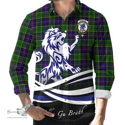 ScotsTee Shop Scottish Forsyth Modern Clan Crest Tartan Alba Gu Brath Regal Lion Emblem Long Sleeve Shirt