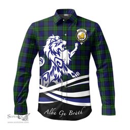 ScotsTee Shop Scottish Campbell Modern Clan Crest Tartan Alba Gu Brath Regal Lion Emblem Long Sleeve Shirt