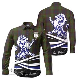 ScotsTee Shop Scottish Cunningham Hunting Modern Clan Crest Tartan Alba Gu Brath Regal Lion Emblem Long Sleeve Shirt
