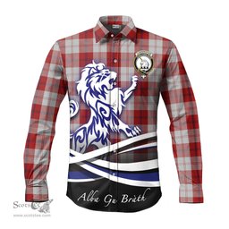 ScotsTee Shop Scottish Cunningham Dress Clan Crest Tartan Alba Gu Brath Regal Lion Emblem Long Sleeve Shirt