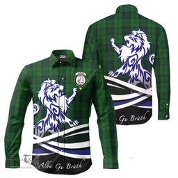 ScotsTee Shop Scottish Dunbar Hunting Clan Crest Tartan Alba Gu Brath Regal Lion Emblem Long Sleeve Shirt
