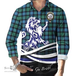 ScotsTee Shop Scottish Galbraith Ancient Clan Crest Tartan Alba Gu Brath Regal Lion Emblem Long Sleeve Shirt