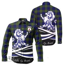 ScotsTee Shop Scottish Colquhoun Modern Clan Crest Tartan Alba Gu Brath Regal Lion Emblem Long Sleeve Shirt