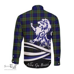 ScotsTee Shop Scottish Colquhoun Modern Clan Crest Tartan Alba Gu Brath Regal Lion Emblem Long Sleeve Shirt