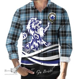 ScotsTee Shop Scottish Clark (Lion) Ancient Clan Crest Tartan Alba Gu Brath Regal Lion Emblem Long Sleeve Shirt