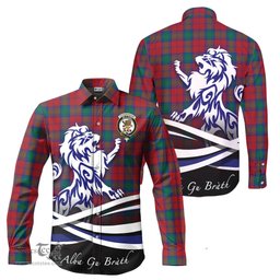 ScotsTee Shop Scottish Fotheringham Modern Clan Crest Tartan Alba Gu Brath Regal Lion Emblem Long Sleeve Shirt
