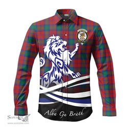 ScotsTee Shop Scottish Fotheringham Modern Clan Crest Tartan Alba Gu Brath Regal Lion Emblem Long Sleeve Shirt