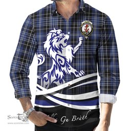 ScotsTee Shop Scottish Clark Clan Crest Tartan Alba Gu Brath Regal Lion Emblem Long Sleeve Shirt