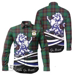 ScotsTee Shop Scottish Chisholm Hunting Ancient Clan Crest Tartan Alba Gu Brath Regal Lion Emblem Long Sleeve Shirt