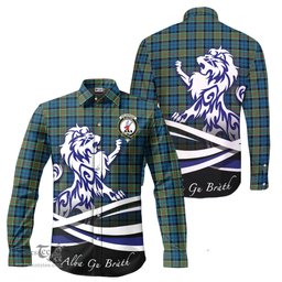 ScotsTee Shop Scottish Colquhoun Ancient Clan Crest Tartan Alba Gu Brath Regal Lion Emblem Long Sleeve Shirt