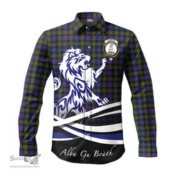 ScotsTee Shop Scottish Fleming Clan Crest Tartan Alba Gu Brath Regal Lion Emblem Long Sleeve Shirt