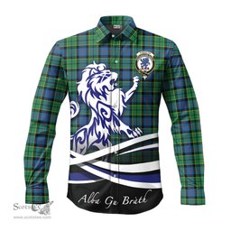 ScotsTee Shop Scottish Forsyth Ancient Clan Crest Tartan Alba Gu Brath Regal Lion Emblem Long Sleeve Shirt