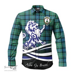 ScotsTee Shop Scottish Ferguson Ancient Clan Crest Tartan Alba Gu Brath Regal Lion Emblem Long Sleeve Shirt