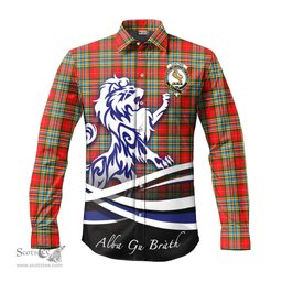 ScotsTee Shop Scottish Chattan Clan Crest Tartan Alba Gu Brath Regal Lion Emblem Long Sleeve Shirt