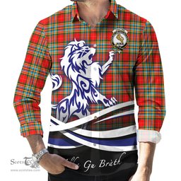 ScotsTee Shop Scottish Chattan Clan Crest Tartan Alba Gu Brath Regal Lion Emblem Long Sleeve Shirt