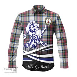 ScotsTee Shop Scottish Dennistoun Clan Crest Tartan Alba Gu Brath Regal Lion Emblem Long Sleeve Shirt
