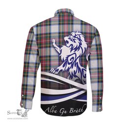 ScotsTee Shop Scottish Dennistoun Clan Crest Tartan Alba Gu Brath Regal Lion Emblem Long Sleeve Shirt