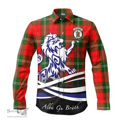 ScotsTee Shop Scottish Gartshore Clan Crest Tartan Alba Gu Brath Regal Lion Emblem Long Sleeve Shirt
