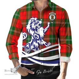 ScotsTee Shop Scottish Gartshore Clan Crest Tartan Alba Gu Brath Regal Lion Emblem Long Sleeve Shirt