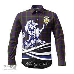 ScotsTee Shop Scottish Durie Clan Crest Tartan Alba Gu Brath Regal Lion Emblem Long Sleeve Shirt