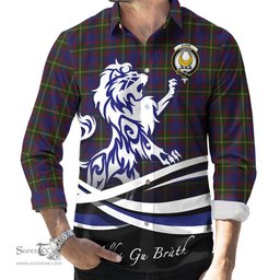 ScotsTee Shop Scottish Durie Clan Crest Tartan Alba Gu Brath Regal Lion Emblem Long Sleeve Shirt