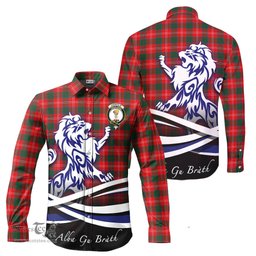 ScotsTee Shop Scottish Chisholm Modern Clan Crest Tartan Alba Gu Brath Regal Lion Emblem Long Sleeve Shirt
