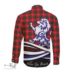 ScotsTee Shop Scottish Chisholm Modern Clan Crest Tartan Alba Gu Brath Regal Lion Emblem Long Sleeve Shirt