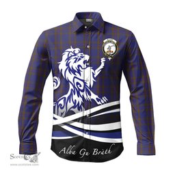 ScotsTee Shop Scottish Elliot Clan Crest Tartan Alba Gu Brath Regal Lion Emblem Long Sleeve Shirt