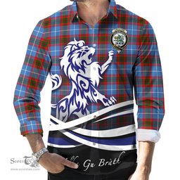 ScotsTee Shop Scottish Crichton Clan Crest Tartan Alba Gu Brath Regal Lion Emblem Long Sleeve Shirt