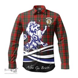 ScotsTee Shop Scottish Drummond Ancient Clan Crest Tartan Alba Gu Brath Regal Lion Emblem Long Sleeve Shirt