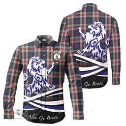 ScotsTee Shop Scottish Fraser Red Dress Clan Crest Tartan Alba Gu Brath Regal Lion Emblem Long Sleeve Shirt