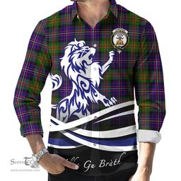 ScotsTee Shop Scottish Cameron of Erracht Modern Clan Crest Tartan Alba Gu Brath Regal Lion Emblem Long Sleeve Shirt