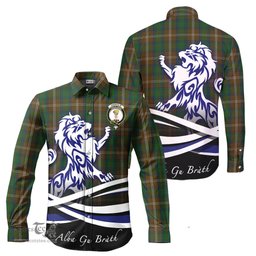 ScotsTee Shop Scottish Chisholm Hunting Clan Crest Tartan Alba Gu Brath Regal Lion Emblem Long Sleeve Shirt