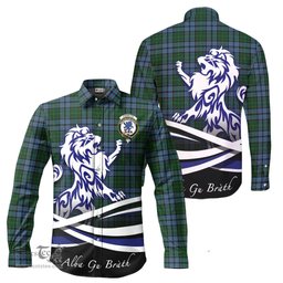 ScotsTee Shop Scottish Forsyth Clan Crest Tartan Alba Gu Brath Regal Lion Emblem Long Sleeve Shirt