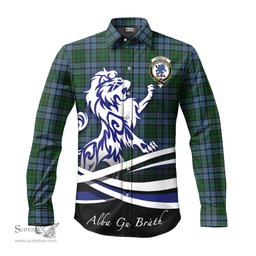 ScotsTee Shop Scottish Forsyth Clan Crest Tartan Alba Gu Brath Regal Lion Emblem Long Sleeve Shirt