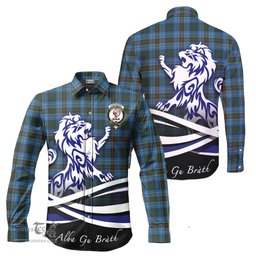 ScotsTee Shop Scottish Cockburn Modern Clan Crest Tartan Alba Gu Brath Regal Lion Emblem Long Sleeve Shirt