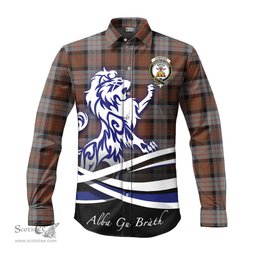 ScotsTee Shop Scottish Cameron of Erracht Weathered Clan Crest Tartan Alba Gu Brath Regal Lion Emblem Long Sleeve Shirt
