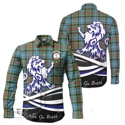 ScotsTee Shop Scottish Cathcart Clan Crest Tartan Alba Gu Brath Regal Lion Emblem Long Sleeve Shirt