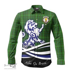 ScotsTee Shop Scottish Forrester or Foster Hunting Clan Crest Tartan Alba Gu Brath Regal Lion Emblem Long Sleeve Shirt