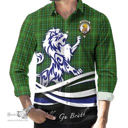 ScotsTee Shop Scottish Forrester or Foster Hunting Clan Crest Tartan Alba Gu Brath Regal Lion Emblem Long Sleeve Shirt