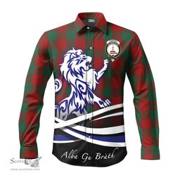 ScotsTee Shop Scottish Erskine Clan Crest Tartan Alba Gu Brath Regal Lion Emblem Long Sleeve Shirt