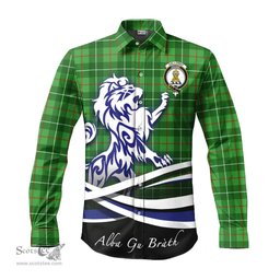 ScotsTee Shop Scottish Galloway Clan Crest Tartan Alba Gu Brath Regal Lion Emblem Long Sleeve Shirt