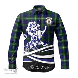 ScotsTee Shop Scottish Forbes Modern Clan Crest Tartan Alba Gu Brath Regal Lion Emblem Long Sleeve Shirt