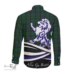 ScotsTee Shop Scottish Davidson Clan Crest Tartan Alba Gu Brath Regal Lion Emblem Long Sleeve Shirt