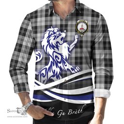 ScotsTee Shop Scottish Erskine Black and White Clan Crest Tartan Alba Gu Brath Regal Lion Emblem Long Sleeve Shirt