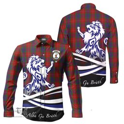 ScotsTee Shop Scottish Fraser Clan Crest Tartan Alba Gu Brath Regal Lion Emblem Long Sleeve Shirt