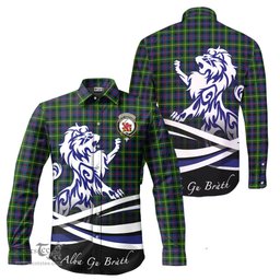 ScotsTee Shop Scottish Farquharson Modern Clan Crest Tartan Alba Gu Brath Regal Lion Emblem Long Sleeve Shirt