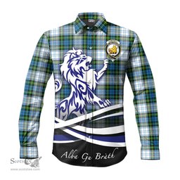 ScotsTee Shop Scottish Campbell Dress Clan Crest Tartan Alba Gu Brath Regal Lion Emblem Long Sleeve Shirt